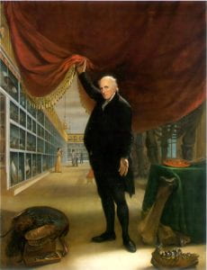 Charles Wilson Peale. "The Artist in his Museum" 1822. (courtesy collection of the Pennsylvania Academy of Fine Arts)